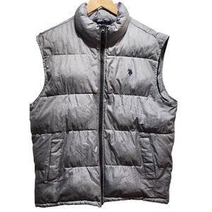 U.S. Polo Assn. Gray puffer vest logo Large